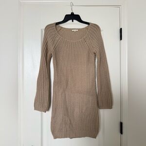Silence + Noise Beige Knit Sweater Dress